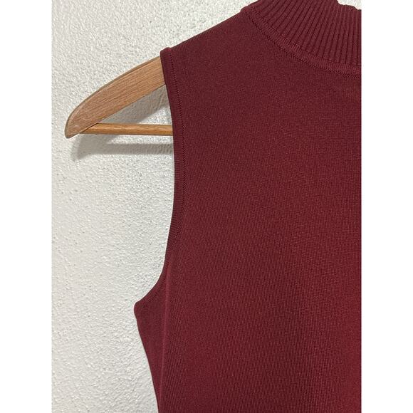 Exclusively MISOOK Sleeveless Mock Neck Stretch Sweater XS Burgundy Quite Luxury - Picture 3 of 11